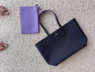 Lacoste Reversible Tote Bag with Pouch - Navy/Purple
