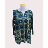 2XL - Women’s Pure Indian Cotton Hand-Block Print Short Kurta - Green Ajrak. KURTA PEREMPUAN KAIN KA