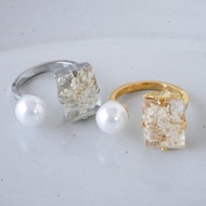 滿天星乾燥花飾戒指開口戒指 / 13號，可自由調整尺寸