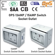 OPS 13AMP / 15AMP WEATHERPROOF SWITCH SOCKET | IP55 OUTDOOR WALL POWER OUTLET