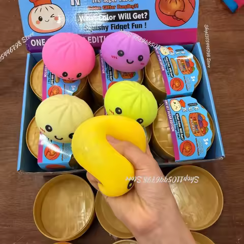 Colorful Dumpling Decompression Squish Balls Reusable Low Rebound Stress Dough Toys for Home Office 