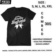 HITAM Awesome Boyfriend Adult Men's T-Shirt Black Font Logo High Premium Distro Original Simple Cool