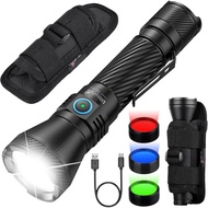 UltraFire Police Tactical Rechargeable Flashlight with Holster ,1800 Lumen LED Rechargeable Flashlig