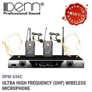 DENN DPM-636C UHF Multi Channel Wireless System - 2 Headset + Clip Microphone
