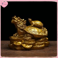 【Z*Star】 1Pc Gold Feng Shui Dragon Turtle Tortoise Statue Figurine Coin Money Wealth Lu  .