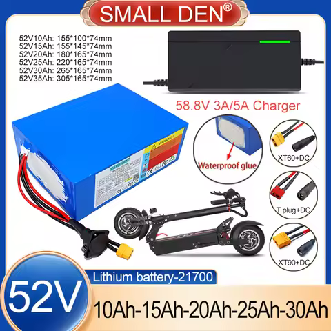 52V 10Ah 15Ah 20Ah 25Ah 30Ah 35Ah 21700 Lithium battery pack 1000 cycles With BMS For 2000W E-scoote