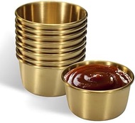 Geieold 6 x Stainless Steel Sauce Cups, 2 Oz, Mini Dip, Reusable Metal Spice Cups, Easy to Use, Gold