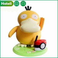 HATELI ของเล่นสัตว์เลี้ยงแบบโต้ตอบ Pokemon Psyduck กระเป๋าพกพาได้ DIY กล่องดนตรีอะนิเมะตุ๊กตาขยับแขน