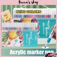 60/80 Colour Marker Pen Acrylic Mark Waterproof Markerpen Kids Drawing Permanent Art Marker Maker