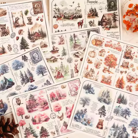 JAIIMAN 2sheets PVC Waterproof Four Forest Self-adhesive DIY Transfer Sticker,for Scrapbooking Suppl