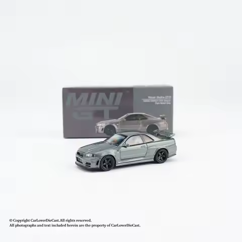In Stock MINIGT 1:64 Nissan Nissan Skyline GT-R Dark Metal Gray (NISMO BNR34 CRS) Alloy Die Cast Car