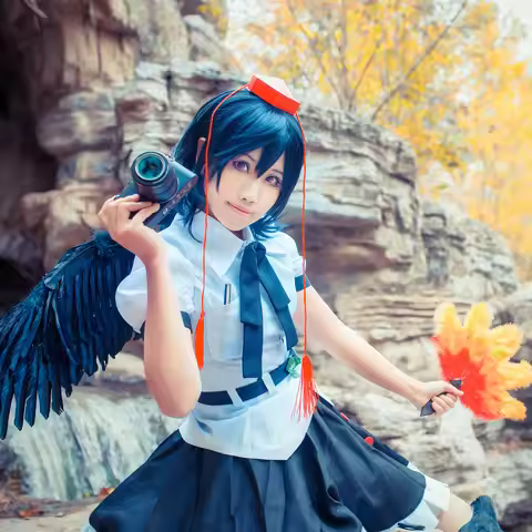 Hot Game Touhou Project Syameimaru Aya Cosplay Costume Cute Uniform Skirt Full Set Female Role Play 
