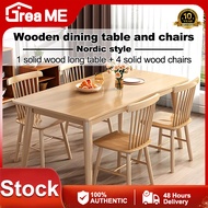 【10 Years Warranty】DreaME 100% new Nordic style solid wood dining table set with chair modern simple restaurant dining table  4 seater dining set with monoblock chairs on sale stool chair