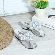 Girls' Party Sandals 3CM Heel Mute Flip Flops axel 01 Selipar Budak Perempuan Sandal Budak Perempuan