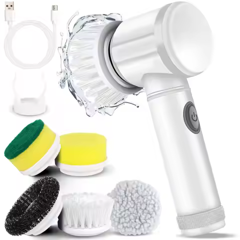 5 In 1 Electric Spin Scrubber Cordless Spin Scrubber with 5 Replaceable Brush Heads Electric Cleanin