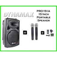DYNAMAX PRO151 /PRO151A 15 INCH PORTABLE SPEAKER WITH DUAL HANDHELD WIRELESS MICROPHONE