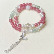 New Fashion Strawberry Crystal Double-Layer Crystal Bracelet Niche ins Korean Version Girl Green Flu