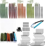 Wacky Rig Kit for Bass Fishing 143/171PCS Soft Plastic Wacky Worms (4in & 5in) Weedless Wacky Rig Ho