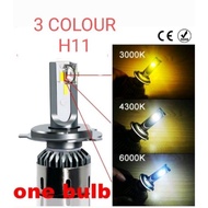 H11 2PCS 3 COLOUR FOG LAMP LED