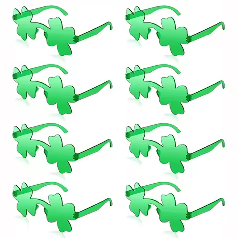 8Pcs St. Patrick's Day Green Lucky Four-leaf Clover Glasses Glasses Irish Saint Patricks Day Shamroc