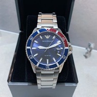 代購Armani手錶 亞曼尼手錶男生 新品藍水鬼石英錶 潛水系列鋼鏈錶 時尚潮流日曆防水男錶 學生手錶AR11339