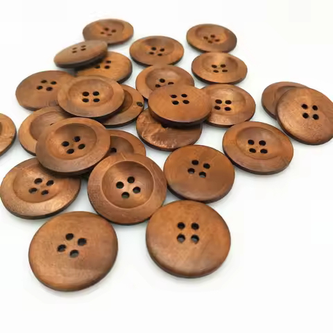 Hot sell 50pc 4 holes Round Wood Sewing Buttons 25mm natural wood pattern sewing wood craft decorati