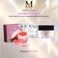DHERBS COMBO NATURAL (BEST SKIN POWDER+FOUNDATION SPF35 10g+JELLY COLLAGEN) skincare meakup