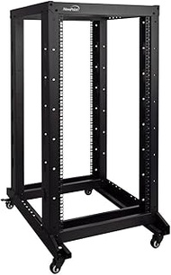 NavePoint 22U Professional 4-Post IT Open Frame Server Network Relay Rack 800mm Casters Black