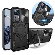 For Xiaomi Mi 12T Pro Case Shockproof Armor Stand Holder Car Ring Phone Cases Slide Lens Back Cover