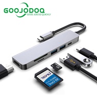 GOOJODOQ 6-In-1 USB C Type C Hub with HDMI  6 Ports PD 87W Charging 2 Ports USB 3.0 4K HD TF Card SD Card Micro Card Reader High Speed Adapter Laptop MacBook Matebook Phone