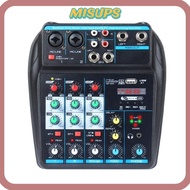 MISUPS Audio Mixer, 4-Channel Bluetooth DJ Console Mixer, Monitor Karaoke System Portable with 48V P