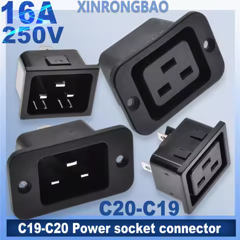 16A C20 C19 PDU UPS Industry Power Receptacle AC Outlet Wire Connector PCB Panel Mount Electrical Po