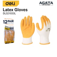DELI 12pair Latex Glove DL521033L Anti-slip Comfort Grip Latex Safety Hand Glove Sarung Tangan Latex