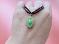 親翠 天然翡翠 冰黃加綠濃色手雕烏龜特色繩鏈 千金難買黃加綠