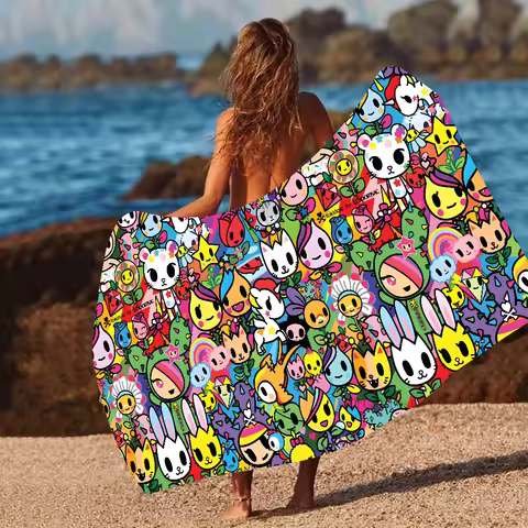 Tokidoki Towel Microfiber Beach Towel Quick Dry Kids Beach Blanket Soft Unisex Camping Pool Towel
