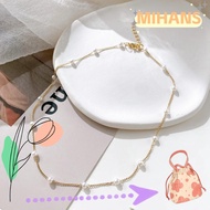 MIH Pearl Neck Chain, Decoration Pendant Clavicular Chain, with Pearls Zinc Alloy Jewelry Girl's Nec