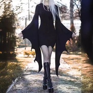 Preferred👻 Halloween Gothic Style Women's Clothing Bat Sleeve Dress Batgirl Dress Batgirl Clothes Ha