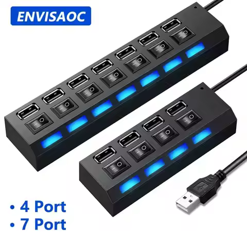 USB Hub Splitter With Individual Switch USB 4/7 Port Splitter Individual Switch USB Adapter Hub Mult