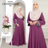 DRESS CINDERELLA 3.0 - JUBAH RAYA | PLAIN CHIFFON | KEMBANG LABUH| LACE SULAM DITANGAN | (NURSING) -