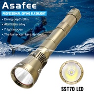 Asafee DA16MAX Professional Diving Flashlight SST70/XHP70.2 Multifunctional 40W IPX8 Power Diving Fl