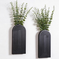 Bohemian Black Wood Wall Shelf for Dried Plants Bedroom Decor