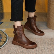 2022 New Chelsea Boots for Women Autumn Winter Leather Women's Shoes Retro Casual Flat Ankle Boots Female Platform Short Boots