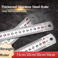 ⚡ 15cm/20cm/30cm/50cm Stainless Steel Metal Straight Ruler Double Side Scale Metal Ruler Woodworking