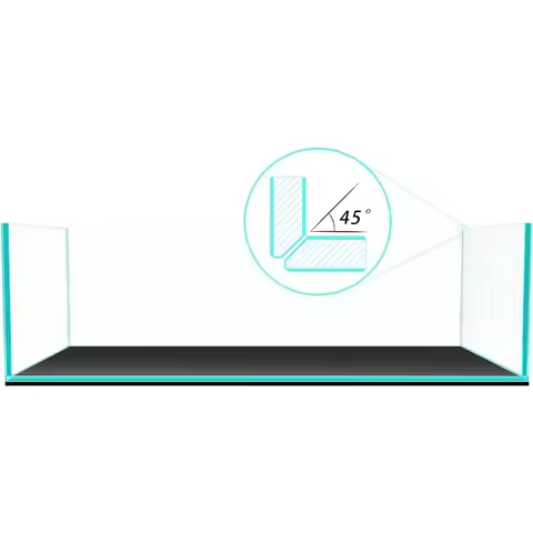 Fzone 9Gal Sharrow Rimless Low Iron Fish Tank with Nova Clear Ultra-White 45 Degree Mitered Edges Tr