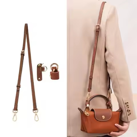 Leather Replacement Crossbody Bag Strap for Longchamp Mini Bag Shoulder Strap Without Punching Modif