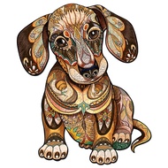 Funnli Wooden Puzzles for Adults - 200 Pcs Dachshund Wooden Jigsaw Puzzle - 11.8 * 9.8in Wooden Cut 