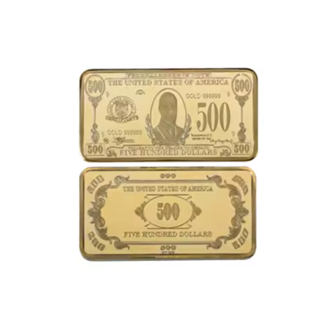 24k Gold Bar USD 500 1000 5000 10000 100000 million billion Dollar Gold Plated Bullion Dollars Decor
