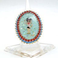 TIMBEE LO Betty Boop 圖案水晶裝飾戒指 黃銅戒指圈可調整尺寸