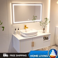 Simple Bathroom Cabinet with LED Light Mirror Toilet Modern Light Luxury Rock Plate Bathroom Smart Bathroom Cabinet Set
