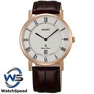 Orient FGW0100EW0 42mm Gold Plated Stainless Steel Case Brown Calfskin Synthetic Sapphire Men's Watch